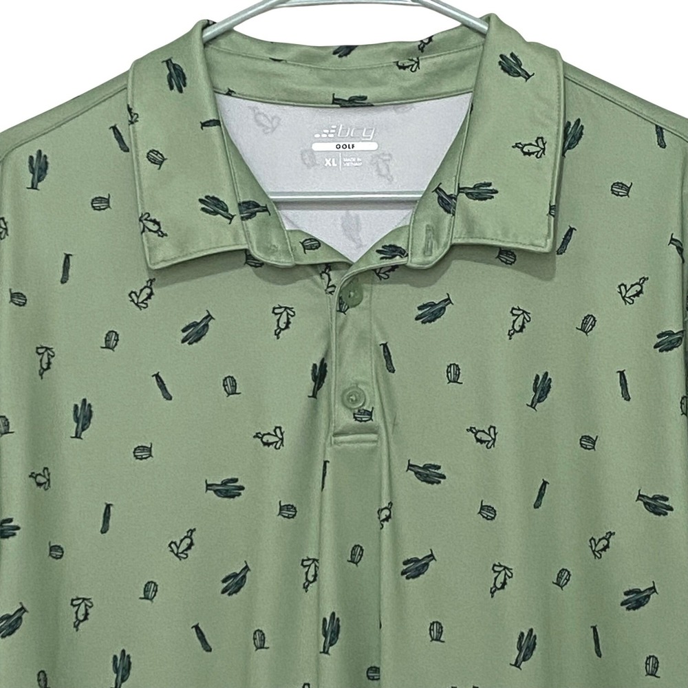 BCG Golf Cactus Print Mens‎ Polo Shirt XL Sporty Preppy Performance Athleisure